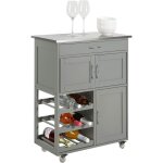 Desserte de cuisine roulante avec 9 porte - bouteilles, tiroir, 3 portes, plateau en acier inoxydable, ... Desserte de cuisine roulante avec 9 porte - bouteilles, tiroir, 3 portes, plateau en acier inoxydable, ...