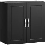 Sobuy - meuble haut mural noir 603060 cm ? 2 portes magntiques, tagre ajustable, rsistant humidit ...