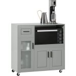 Sobuy fsb78 - hg meuble micro - ondes buffet commode sur roulettes armoire de cuisine multi - rangement ...