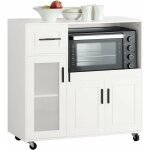 Fsb78 - w meuble micro - ondes buffet commode sur roulettes armoire de cuisine multi - rangement avec ...