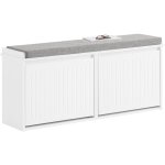 Sobuy - fsr98 - xl - w banc � chaussures meuble � chaussures avec assise coussin rembourr� et 2 abattants ...