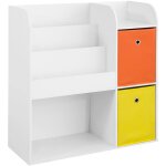 Kmb37 - w tagre de rangement pour livres et jouets enfant bibliothque avec 2 paniers - sobuy
