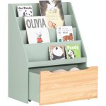 Sobuy ? �tag�re � livres pour enfant kmb95gr ? biblioth�que � roulettes 62x30x80cm ? 4 compartiments ...