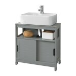 Sobuy - meuble sous - lavabo meuble de salle de bain vasque - 1 tage et 2 portes coulissantes - gris ...