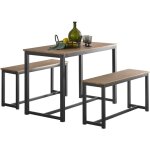 Sobuy ogt25 - n ensemble table  manger et bancs, set de 3 pieces, ensemble de table de cuisine avec ...