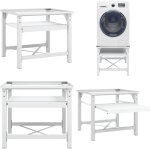 Vidaxl - socle pour machine  laver avec tagre coulissante blanc - socle pour machine  laver - socles ...