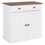 Socoa - buffet 2 portes 2 tiroirs bois massif vernis sepia et blanc