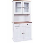 Altobuy - socoa - buffet vaisselier 4 portes 2 tiroirs bois massif vernis sepia et blanc