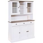 Altobuy - socoa - buffet vaisselier 5 portes 3 tiroirs bois massif vernis sepia et blanc Altobuy - socoa - buffet vaisselier 5 portes 3 tiroirs bois massif vernis sepia et blanc