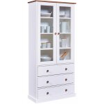 Socoa - vitrine 2 portes 3 tiroirs en mdf laqu� blanc