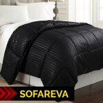Sofareva - couette douce nuit 140x200cm toute saison nomade & compacte 250g / m2 noir toucher satine ...
