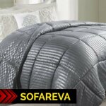 Sofareva - couette douce nuit 240x260cm toute saison nomade & compacte 250g / m2 gris toucher satine ...