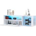 Soges - meuble tv, support mural flottant avec 3 compartiments de rangement ? ??avec lumires led ? centre ...