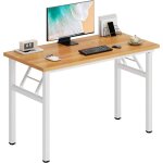 Soges - petite table pliante?bureau d'angle pour bureau � domicile, 100x60x75cm, teck et blanc