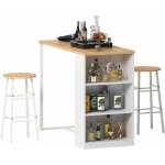 Soges table de bar avec 3 tagres + 2 tabourets, lot de 3 pour table de bar 2 places pour cuisine / ...