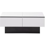 Soges table basse universelle pour salon, haute brillance, avec table escamotable et rangement (blanc) ...