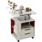 Soges - table de chevet sur roulettes, table d'appoint avec 2 tiroirs, meuble de rangement avec panneau ... Soges - table de chevet sur roulettes, table d'appoint avec 2 tiroirs, meuble de rangement avec panneau ...