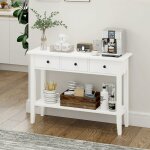 Soges table console 100cm avec �tag�res ouvertes table console � 2 niveaux avec 3 tiroirs petite coiffeuse ...