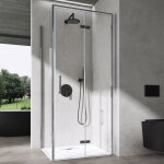 Doporro cabine de douche en angle paroi de douche avec porte pliante en verre transparant avec nano - ...