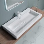 Doporro - lavabo suspendu vasque � poser blanc 100cm lave mains rectangulaire colossum18 100x48x10cm