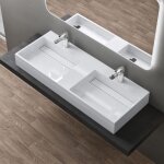 Sogood double lavabo suspendu blanc 120cm double vasque  poser lave mains rectangulaire de qualit pour ...