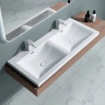 Sogood double lavabo vasque 120cm  encastrer lave main colossum03 fonte minerale solid surface 120x48x12cm ...