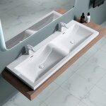 Sogood double lavabo vasque 144cm  encastrer lave main colossum03 fonte minerale solid surface 144x48x12cm ...