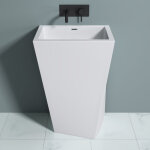 Doporro - lavabo colonne sur pied blanc vasque en fonte minrale solid surface lave mains rectangulaire ...