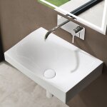 Doporro - lavabo � suspendre avec bonde vasque murale solid surface rectangulaire blanc pour toilettes ...