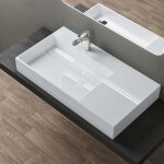 Sogood lavabo suspendu blanc 100cm vasque  poser lave mains rectangulaire de qualit pour salle de bain ...