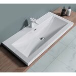 Sogood ? vasque � encastrer en fonte min�rale solid surface 100 x 48 x 13 cm ? durable et r�sistant aux ...