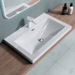 Sogood� lavabo vasque � encastrer colossum01 fonte min�rale solid surface blanc 76, 5 x 48 x 13 cm