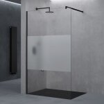 Paroi de douche � l'italienne transparent avec bande opaque 110cm pare - douche verre de s�curit� 8mm ...