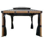 Sojag alu pavillon fontana 1012 pavillon hardtop avec moustiquaire aspect bois / noir 298x363x310 cm