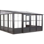 Pavillon mural en aluminium 10x13 ? toit en acier galvanis� ? charge neige 150 kg / m� ? a�ration contr�lable ...