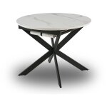 Mobilier deco - soka - table à manger ronde extensible effet marbre blanc Mobilier deco - soka - table à manger ronde extensible effet marbre blanc