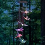 Solaire mobile led lumi�re changeante carillon � vent libellule pendentif cloches �oliennes pour jardin ...