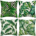 Solartronics - ahlsen extérieur housse de coussin, lot de 4 imperméable plante tropicale verte motif ... Solartronics - ahlsen extérieur housse de coussin, lot de 4 imperméable plante tropicale verte motif ...