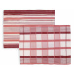 Lot de 2 torchons en coton paella rose, jacquard 50x70 cm - rose