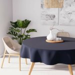 Nappe anti - t�ches ronde 180 cm alix bleu jean, par soleil d'ocre