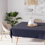 Nappe anti - t�ches carr�e 180x180 cm alix bleu jean, par soleil d'ocre