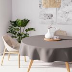 Nappe anti - t�ches ronde 180 cm alix moka, par soleil d'ocre