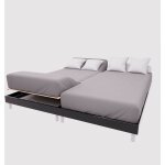 Soleil d ocre - drap housse tpr en coton 57 fils 2x80x200 cm uni gris, par soleil d'ocre