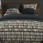 Soleil d ocre - parure housse de couette en coton 57 fils 260x240 cm fabio gris, par soleil d'ocre