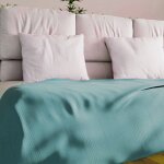 Jet de lit ou canap 180x220 cm adele bleu lagon , par soleil d'ocre