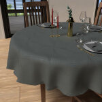 Soleil d ocre - nappe ronde anti - tches diamtre 180 cm luxury gris, par soleil d'ocre