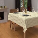Soleil d ocre - nappe festive carr�e anti - t�ches en pur coton 180x180 cm celeste or, par soleil d'ocre ...
