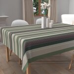 Soleil d ocre - nappe imprimée anti - tâches carrée 180x180 cm bayaderes kaki, par soleil d'ocre Soleil d ocre - nappe imprimée anti - tâches carrée 180x180 cm bayaderes kaki, par soleil d'ocre