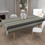 Soleil d ocre - nappe imprimée anti - tâches rectangle 140x200 cm bayaderes kaki, par soleil d'ocre Soleil d ocre - nappe imprimée anti - tâches rectangle 140x200 cm bayaderes kaki, par soleil d'ocre
