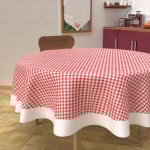 Soleil d ocre - nappe ronde anti - tches en coton diamtre 160 cm vichy rouge, par soleil d'ocre
